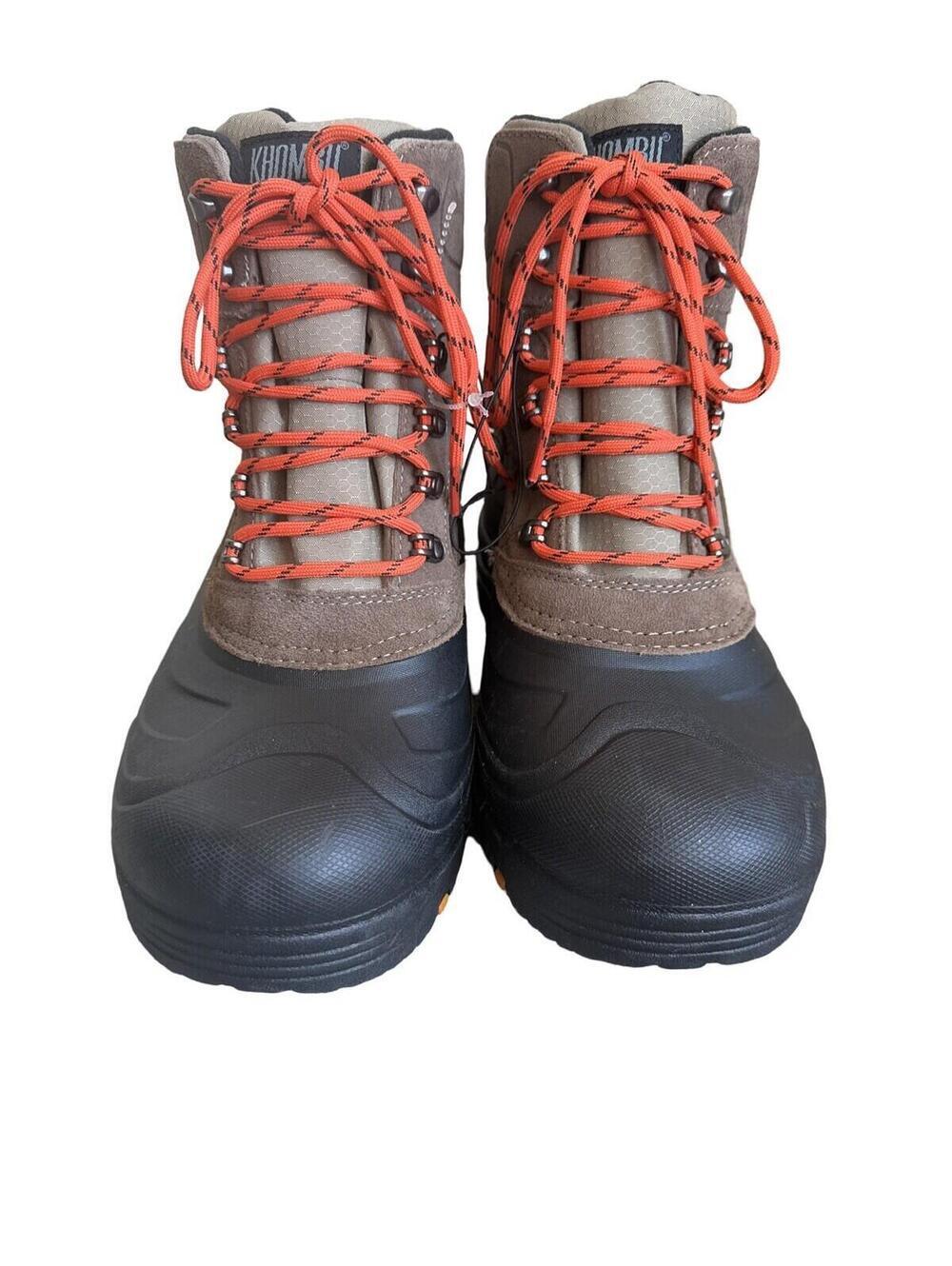 Khombu Mens Lace Up Brown Winter Thermolite Leather Upper Boots 10 New - Picture 3 of 5